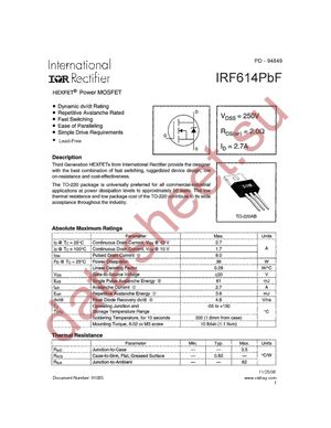 IRF614PBF datasheet  